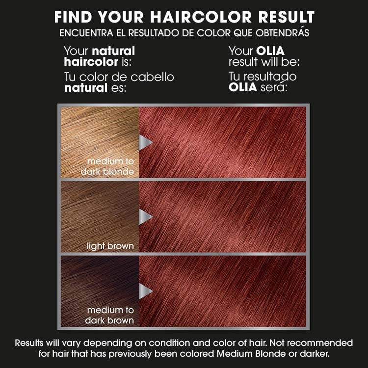 Olia 6.60 light intense auburn before after swatch